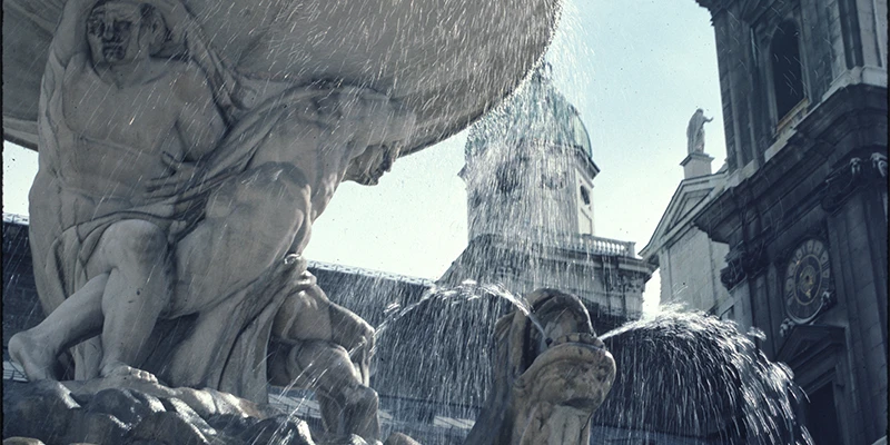 The Residenz courtyard fountain with horses